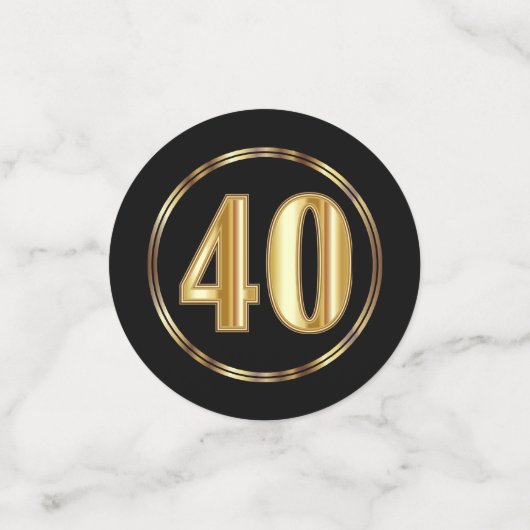 40th素晴らしい誕生日 – ブラックと金ゴールド コンフェッティ (スモール正面)