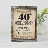 40th素朴誕生日ディナーヴィンテージウッド 招待状 (スタンド正面)