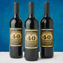 40th誕生日お祝いブラック&金ゴールド規格