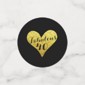 40th誕生日すばらしい40ブラック |金ゴールドフェイクハート コンフェッティ (スモール正面)