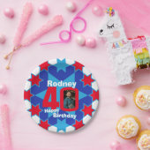 40th誕生日の写真名blue star紙プレート ペーパープレート (パーティー)