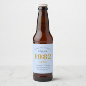40th誕生日の名前1982ブルーグレーシエレガントック ビールラベル (正面)