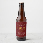 40th誕生日の名前1982赤い金ゴールドシック ビールラベル (正面)