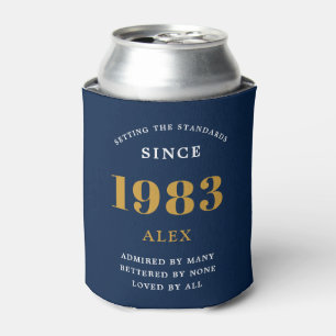 40th誕生日の名前1983青い金ゴールドシック 缶クーラー