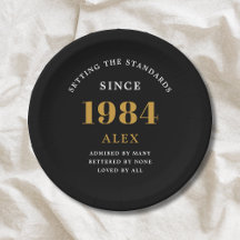 40th誕生日の名前1984ブラック金ゴールドシック