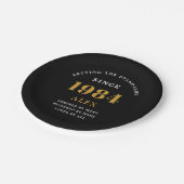 40th誕生日の名前1984ブラック金ゴールドシック ペーパープレート (アングル)
