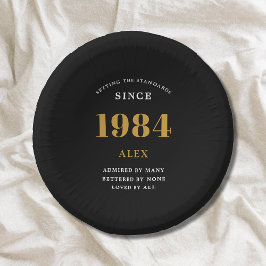 40th誕生日の名前1984ブラック金ゴールドシック ペーパーボウル