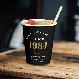 40th誕生日の名前1984ブラック金ゴールドシック 紙コップ