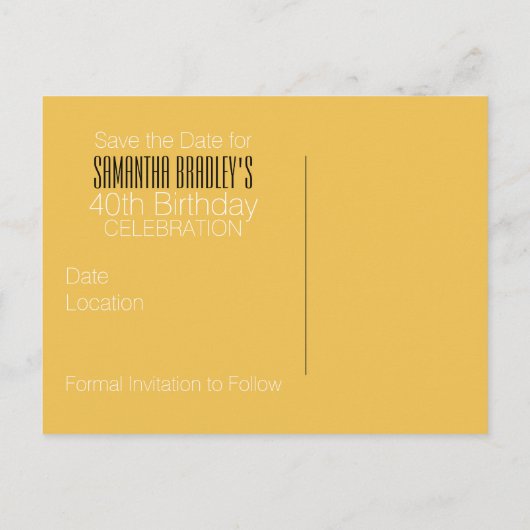 40th誕生日の春の花を保存 案内ポストカード (裏面)