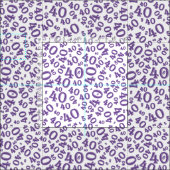 40th誕生日の紫/白の乱数パターン ファブリック (タイル)