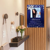 40th誕生日の青い銀の星の写真へようこそ ポスター