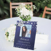 40th誕生日の青い銀の星の写真へようこそ 台座サイン