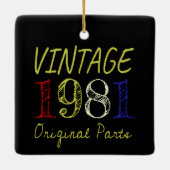 40th誕生日ギフトレトロヴィンテージ1981 セラミックオーナメント (裏面)