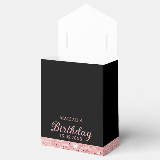 40th誕生日グリッターシックバラ金ゴールドブラックパーティー フェイバーボックス (オープン)