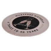 40th誕生日グリッターシャンパントースト赤面ピンク カッティングボード (角)