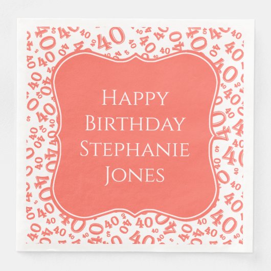 40th誕生日サンゴ/ホワイトランダムパターン40 (正面)