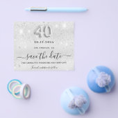 40th誕生日シルバーグリッター日付を保存 チラシ (シングル)