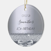 40th誕生日シルバースパークルボウ金属 セラミックオーナメント (左)