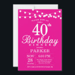 40th誕生日ディナー招待状ホットピンク 招待状<br><div class="desc">ストリングライト付き40thバースデーディナー招待状。ホットピンク背景。女性の女のエレガント女モダンの日。第15回16回18回20回21回30回50回70回80回90回100回、年齢は問わない。さらにカスタマイクリックズを行う場合はカスタマイズ、「IT」ボタンをクリックし、このテンプレートを変更するためにデザインツールを使用する。</div>