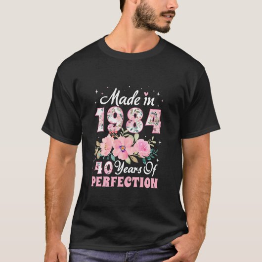 40th誕生日デコレーション女性フローラ1984 40th B Tシャツ (正面)