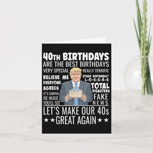 40th誕生日デザイン – トおもしろいランプ引用文誕生日 カード (正面)