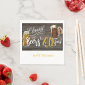 40th誕生日ナプキン、応援とビールのパーティー装飾 スタンダードカクテルナプキン (インサイチュ)