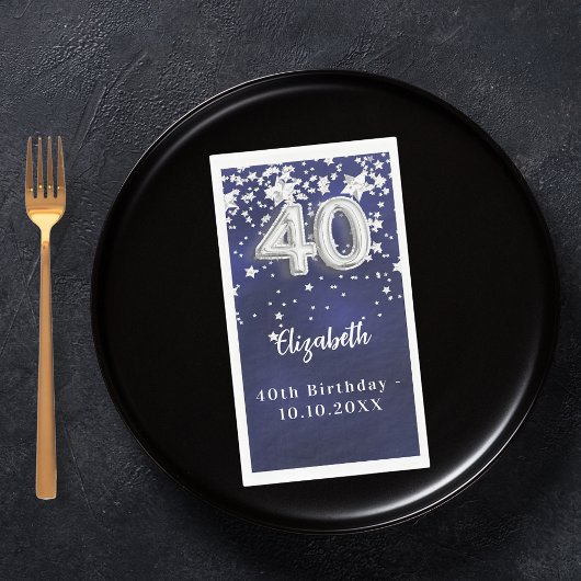 40th誕生日ネイビーブルー銀星