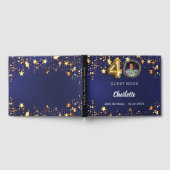 40th誕生日ネイビー青金ゴールド星写真 ゲストブック (全面)