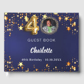 40th誕生日ネイビー青金ゴールド星写真 ゲストブック (正面)