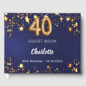 40th誕生日ネイビー・ブルー・金ゴールド・スター ゲストブック (正面)