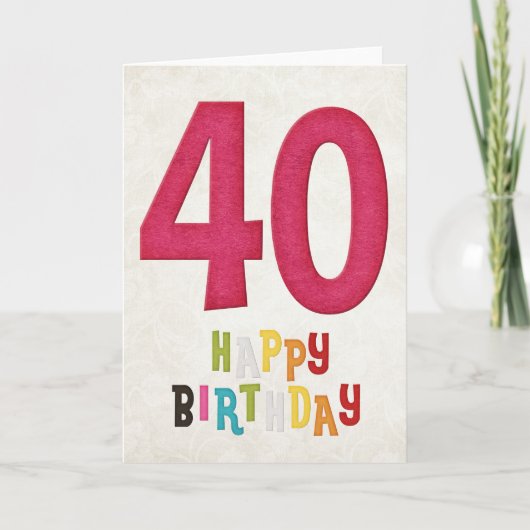 40th誕生日ハッピーバースデーカードデザイン3 カード (正面)
