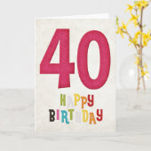 40th誕生日ハッピーバースデーカードデザイン3 カード (黄色い花)