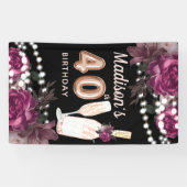 40th誕生日バラワインラグジュアリーバナー 横断幕 (横)