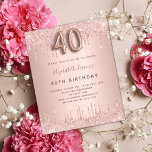 40th誕生日バラ金ゴールドグリッター<br><div class="desc">40歳モダンのスタイリッシュ誕生日パーティーへの魅力的な招待。バラ金ゴールドの背景のドリップ絵を描、ドリップ外観。名前は暗い書バラ金ゴールド色の手でスタイルスクリプトと一緒に。カスタマイズしてパーティー詳細を追加する。40番はバ書ロンスタイルフォント、スクリプト付き。</div>
