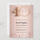 40th誕生日バラ金ゴールドフォトスターラグジュアリー 招待状 (正面)