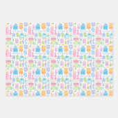 40th誕生日パステルピンクケーキプレゼントバルーンW ラッピングペーパーシート (正面)