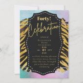40th誕生日パーティの招待状グリッターグラマー 招待状 (正面)
