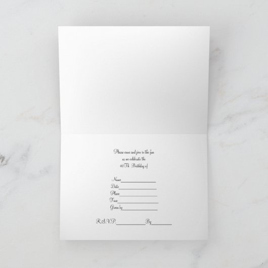 40th誕生日パーティの招待状ネオンライツマーキス 招待状 (内部)