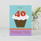40th誕生日パーティの招待状40キャンドル 招待状 (スタンド正面)