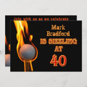 40th誕生日パーティの招待状 – ゴルフ – サイズリング! 招待状 (正面/裏面)