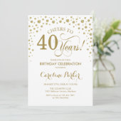 40th誕生日パーティの招待状-金ゴールドと白 招待状 (スタンド正面)