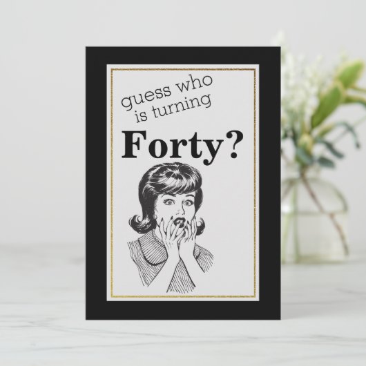 40th誕生日パーティーおもしろいファブ女性誕生日 招待状 (スタンド正面)