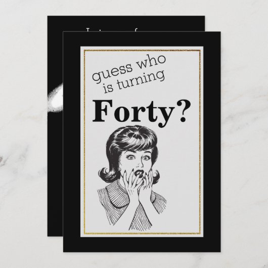 40th誕生日パーティーおもしろいファブ女性誕生日 招待状 (正面/裏面)