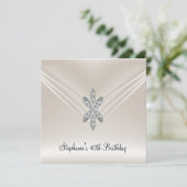 40th誕生日パーティークリームダイヤモンドジュエル 招待状 (スタンド正面)