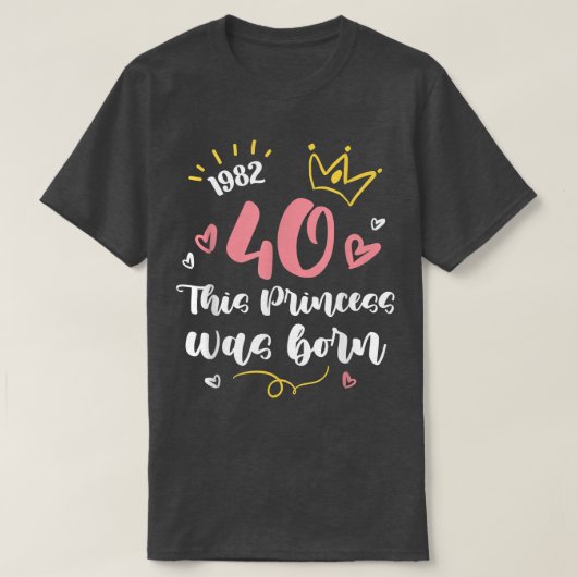 40th誕生日パーティーケーキクラウン童話プリンセス tシャツ (デザイン正面)