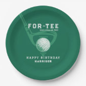 40th誕生日パーティーゴルフテーマ名モダン緑 ペーパープレート (正面)