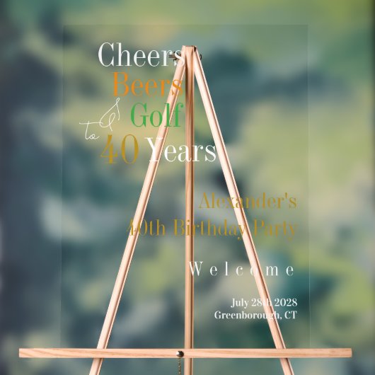 40th誕生日パーティーゴルフ応援ビーズウェルカムサイン アクリルサイン (ニュートラル)