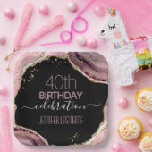 40th誕生日パーティーストーンと金ゴールド紙プレート ペーパープレート (パーティー)