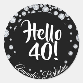 40th誕生日パーティーダイヤモンドのブラックハロー40 ラウンドシール