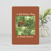 40th誕生日パーティーバタフライパーソナライズ名 招待状 (スタンド正面)